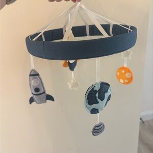 Space-Themed Baby Mobile with Planets and Rocket